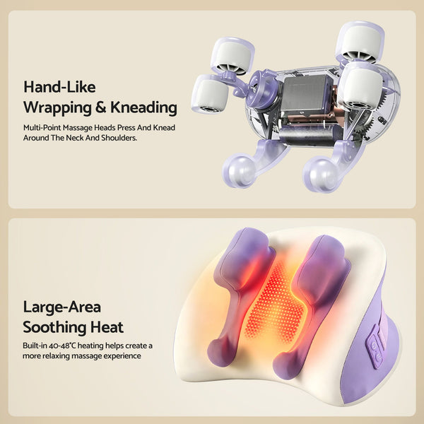 Livemor Neck & Shoulder Massage Pillow with Heat, Cordless 4D Kneading Massager for Home & Office Awezingly
