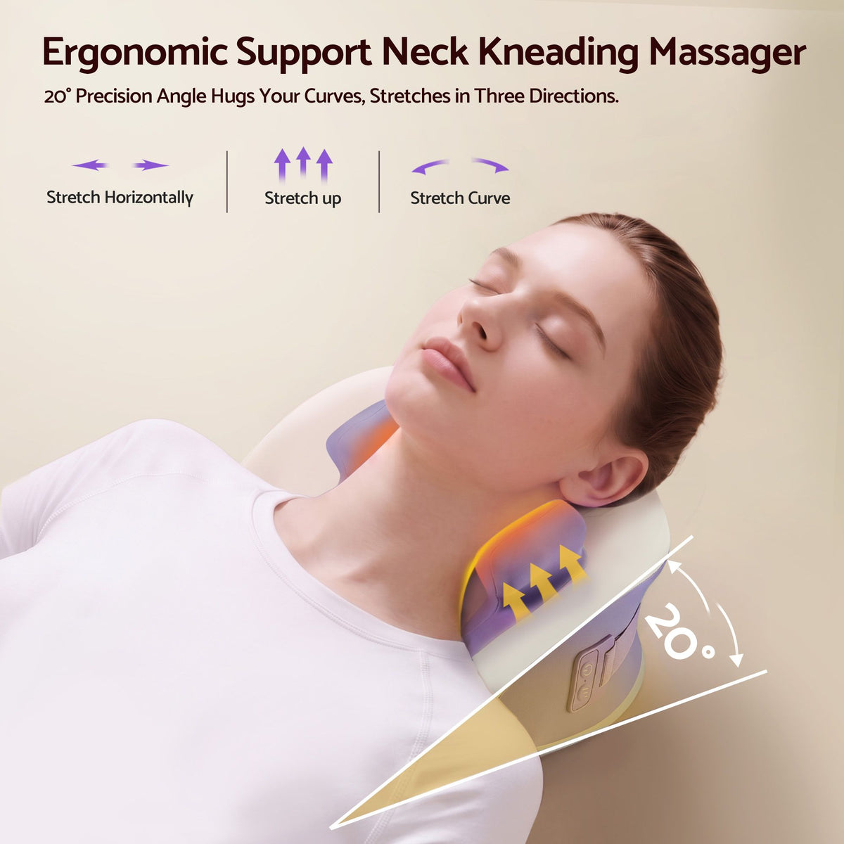 Livemor Neck & Shoulder Massage Pillow with Heat, Cordless 4D Kneading Massager for Home & Office Awezingly