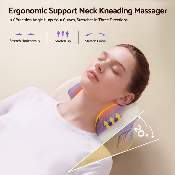 Livemor Neck & Shoulder Massage Pillow with Heat, Cordless 4D Kneading Massager for Home & Office Awezingly