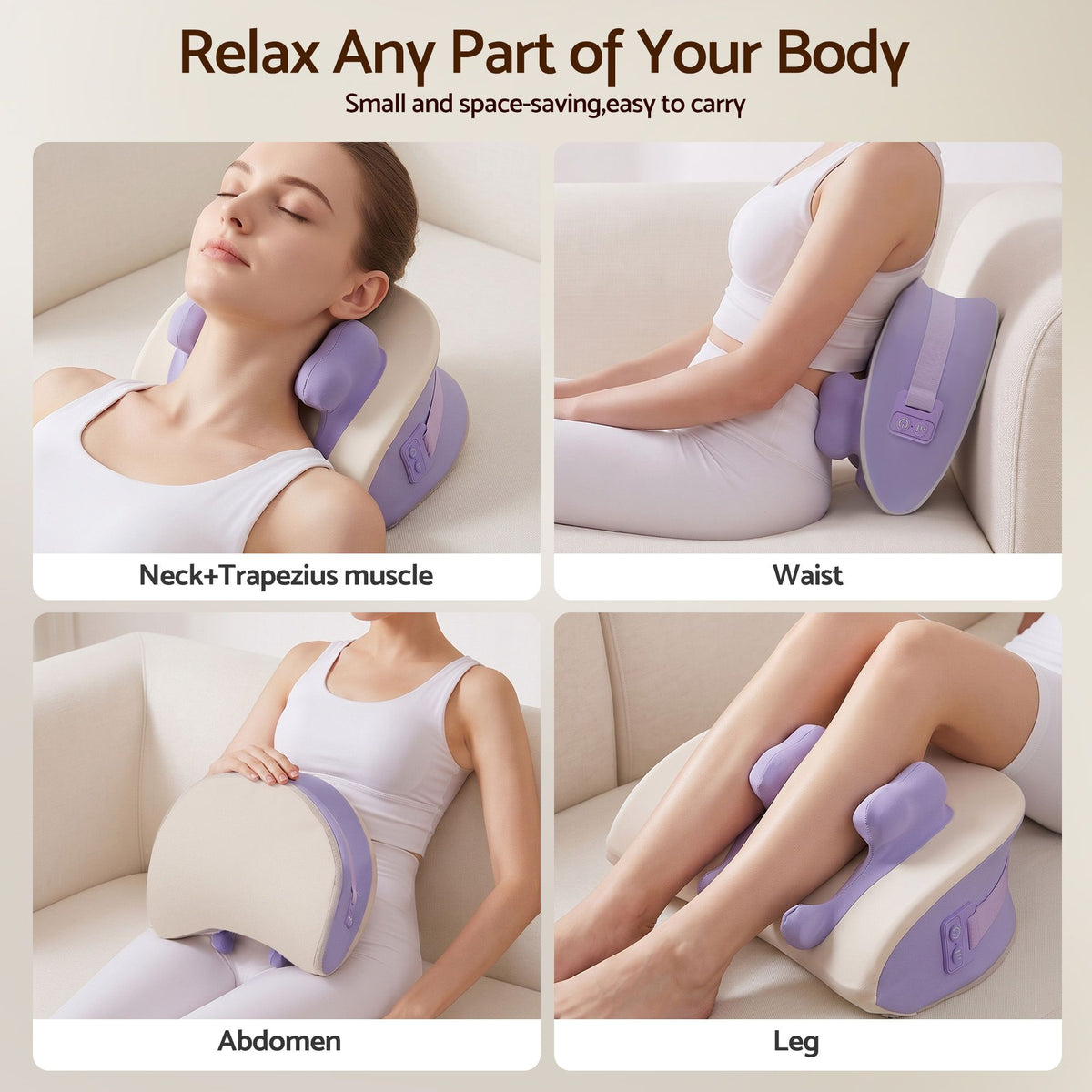 Livemor Neck & Shoulder Massage Pillow with Heat, Cordless 4D Kneading Massager for Home & Office Awezingly