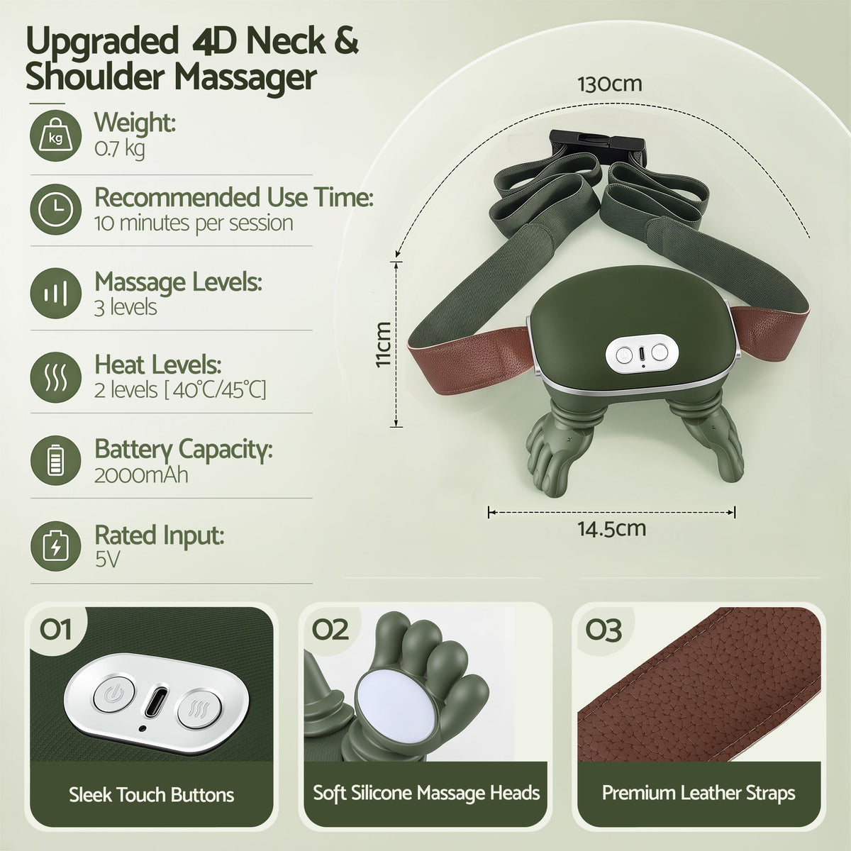 Livemor Electric Neck Massager with Heat for Shoulder,Back Wireless Massage | 4D Shiatsu Kneading Massager with Heat, Cordless Portable Muscle Relaxer, Soothes Shoulder Tension for Home, Office, and Car Awezingly