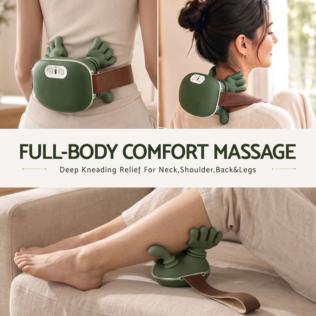 Livemor Electric Neck Massager with Heat for Shoulder,Back Wireless Massage | 4D Shiatsu Kneading Massager with Heat, Cordless Portable Muscle Relaxer, Soothes Shoulder Tension for Home, Office, and Car Awezingly