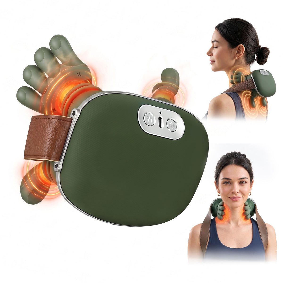 Livemor Electric Neck Massager with Heat for Shoulder,Back Wireless Massage | 4D Shiatsu Kneading Massager with Heat, Cordless Portable Muscle Relaxer, Soothes Shoulder Tension for Home, Office, and Car Awezingly