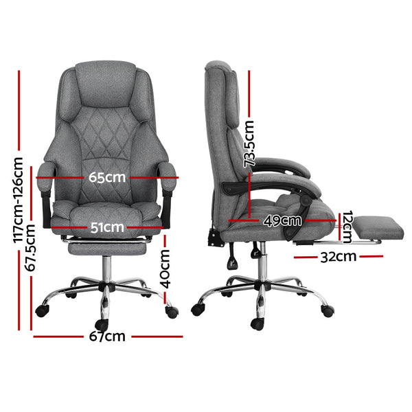 Artiss Executive Office Chair Footrest Grey Artiss