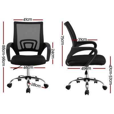 Artiss 2x Mesh Office Chair Mid Back Black
