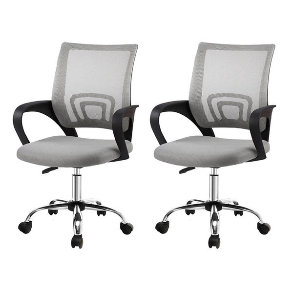 Artiss 2x Mesh Office Chair Mid Back Grey Artiss