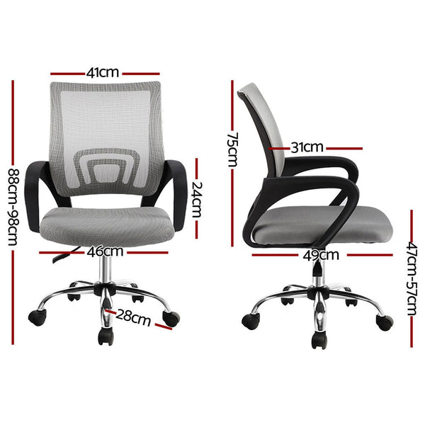 Artiss 2x Mesh Office Chair Mid Back Grey Artiss