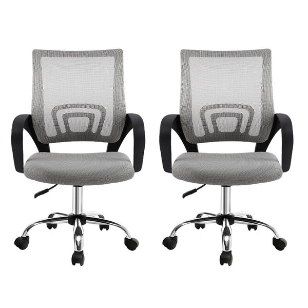 Artiss 2x Mesh Office Chair Mid Back Grey Artiss