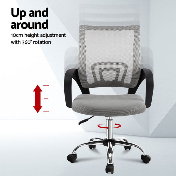Artiss 2x Mesh Office Chair Mid Back Grey Artiss
