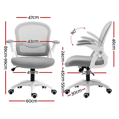 Artiss 2x Mesh Office Chair Computer Gaming Desk Chairs Work Study Mid Back Grey