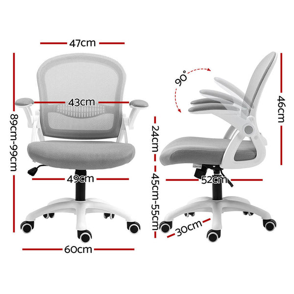 Artiss 2x Mesh Office Chair Computer Gaming Desk Chairs Work Study Mid Back Grey Artiss