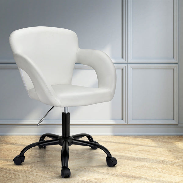 Artiss Office Chair Mid Back White Artiss