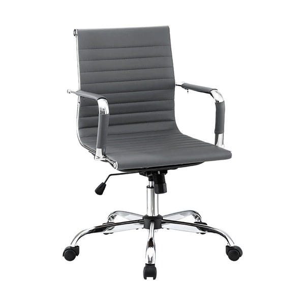 Artiss Office Chair Conference Chairs PU Leather Mid Back Grey Artiss