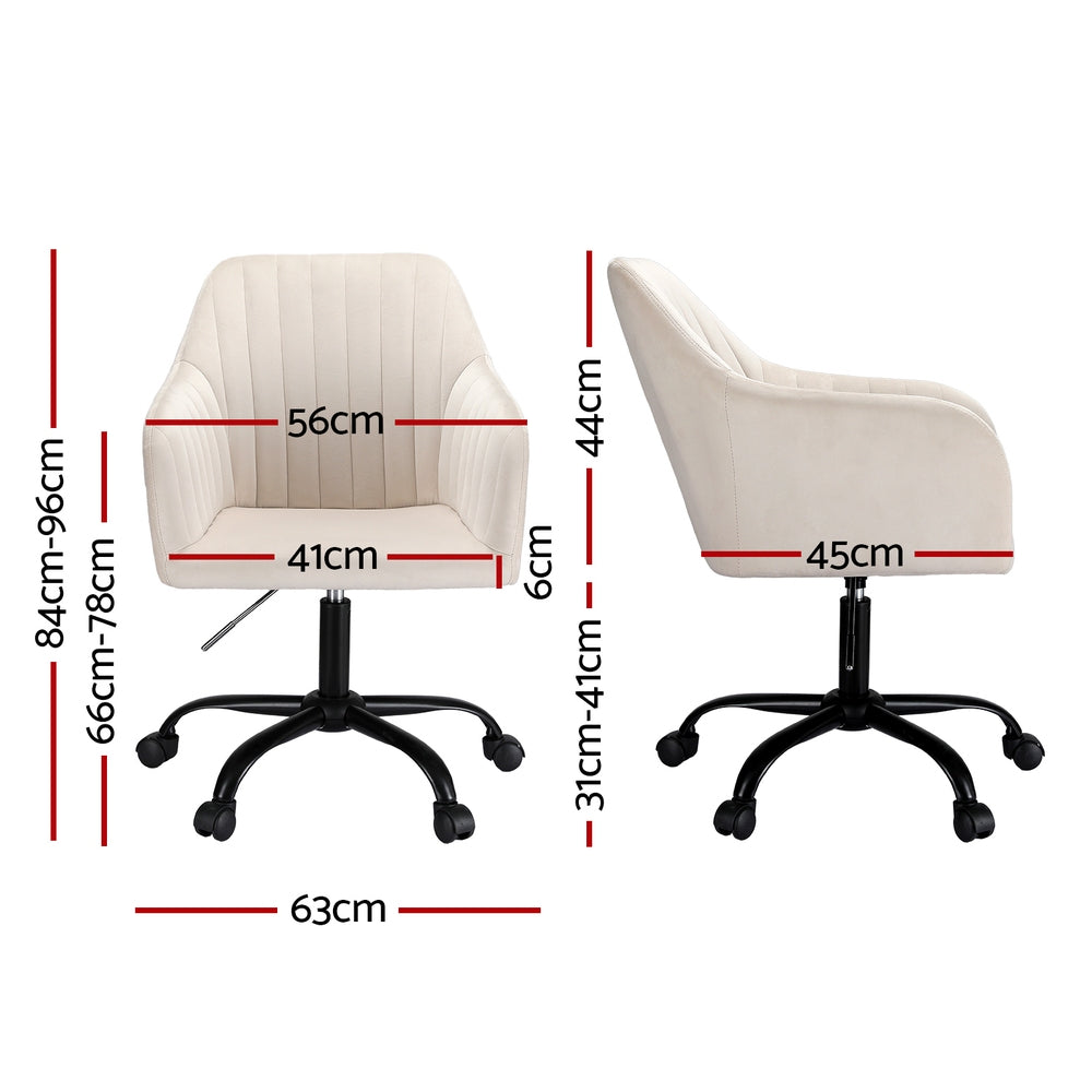 Artiss Office Chair Velvet Seat Cream Artiss
