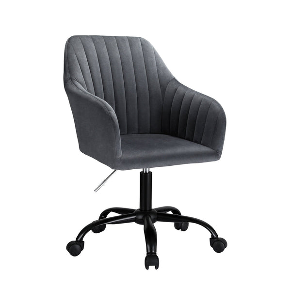 Artiss Office Chair Velvet Seat Dark Grey Artiss