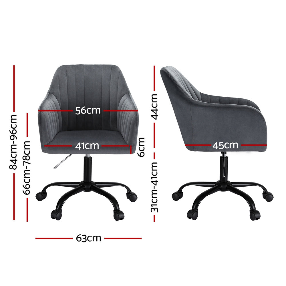 Artiss Office Chair Velvet Seat Dark Grey Artiss