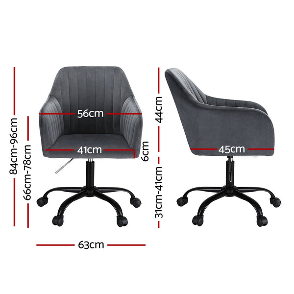 Artiss Office Chair Velvet Seat Dark Grey Artiss