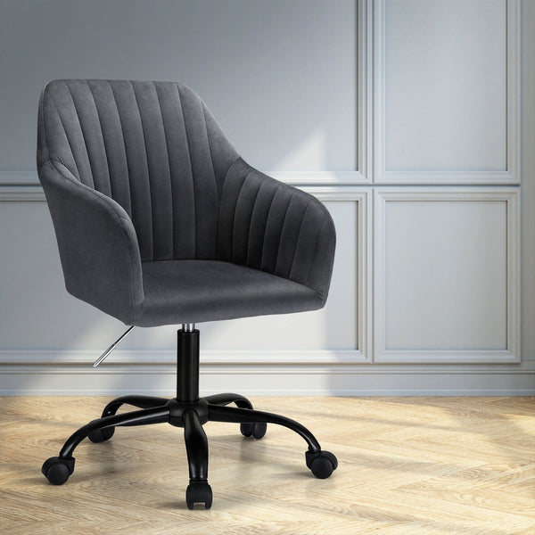 Artiss Office Chair Velvet Seat Dark Grey Artiss