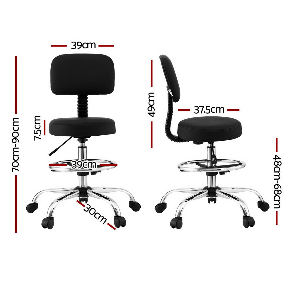 Artiss Office Chair Drafting Computer Standing Desk Chairs Ergonomic PU Black Artiss