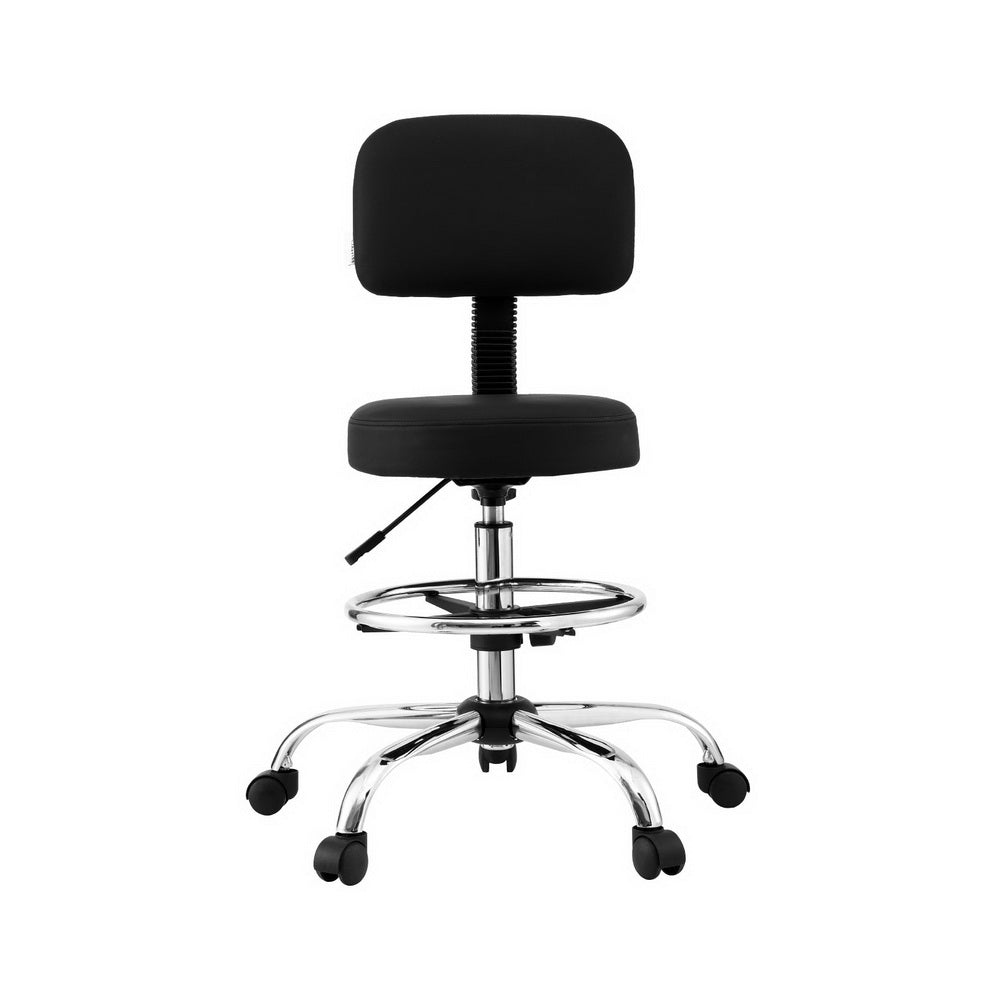 Artiss Office Chair Drafting Computer Standing Desk Chairs Ergonomic PU Black Artiss