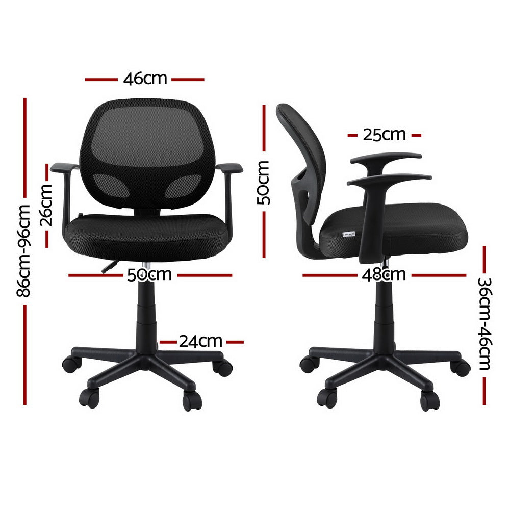 Artiss Mesh Office Chair Computer Gaming Desk Chairs Work Study Mid Back Black Artiss