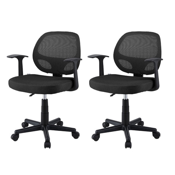 Artiss 2x Mesh Office Chair Computer Gaming Desk Chairs Work Study Mid Back Black Artiss