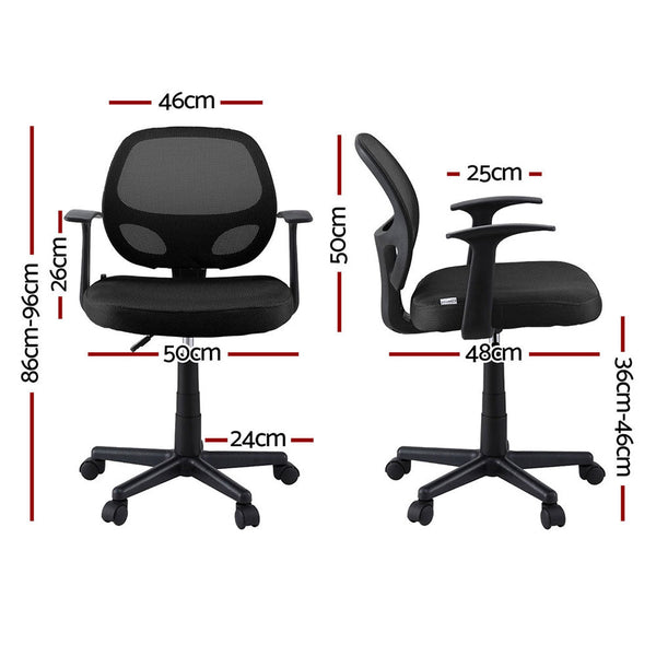 Artiss 2x Mesh Office Chair Computer Gaming Desk Chairs Work Study Mid Back Black Artiss