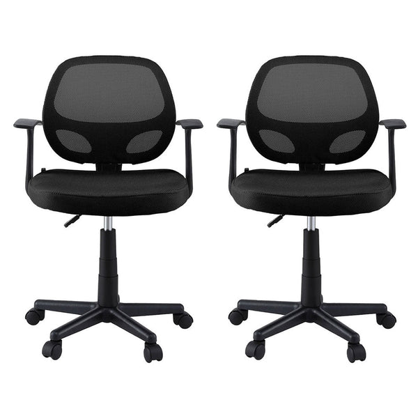 Artiss 2x Mesh Office Chair Computer Gaming Desk Chairs Work Study Mid Back Black Artiss