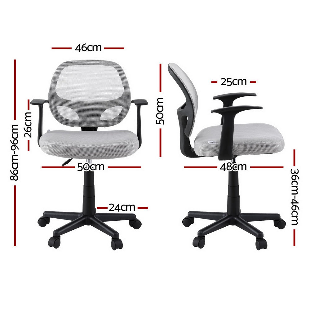 Artiss Mesh Office Chair Computer Gaming Desk Chairs Work Study Mid Back Grey Artiss