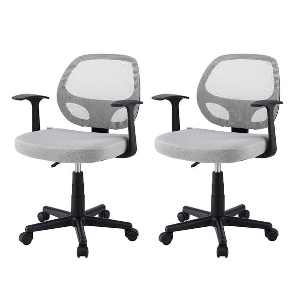 Artiss 2x Mesh Office Chair Computer Gaming Desk Chairs Work Study Mid Back Grey Artiss