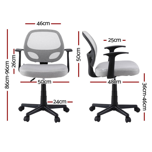 Artiss 2x Mesh Office Chair Computer Gaming Desk Chairs Work Study Mid Back Grey Artiss
