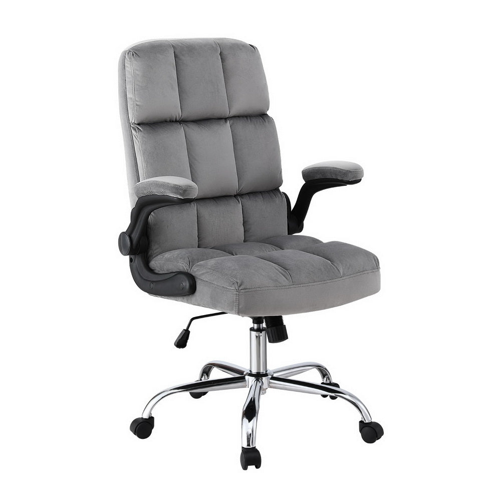 Artiss Office Chair Velvet Seat Racing Gaming Computer Desk Chairs Armrest Grey Artiss