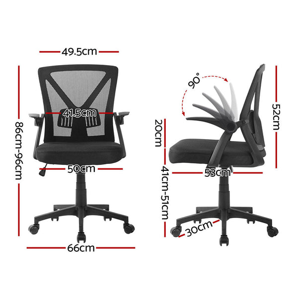 Artiss 2x Mesh Office Chair Mid Back Black Artiss