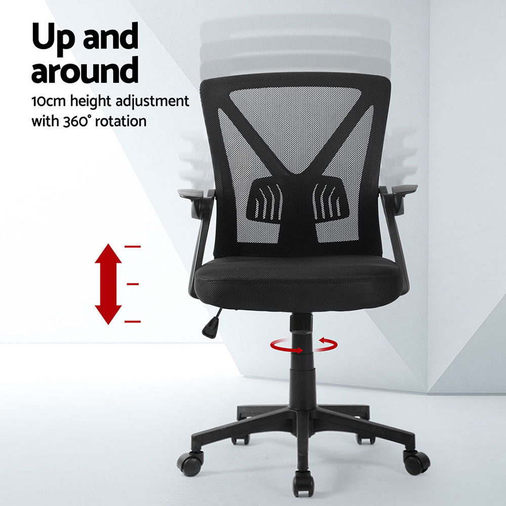 Artiss 2x Mesh Office Chair Mid Back Black Artiss