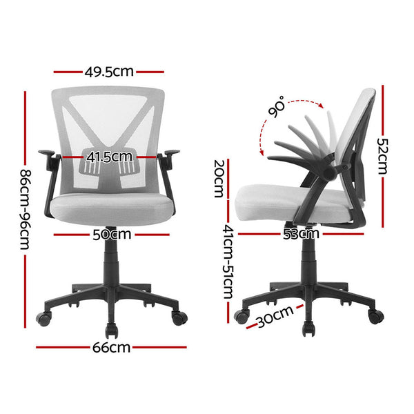 Artiss 2x Mesh Office Chair Mid Back Grey Artiss
