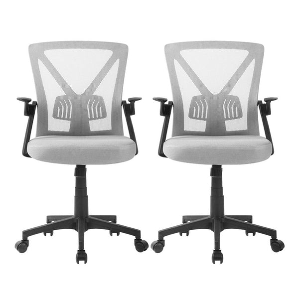 Artiss 2x Mesh Office Chair Mid Back Grey Artiss
