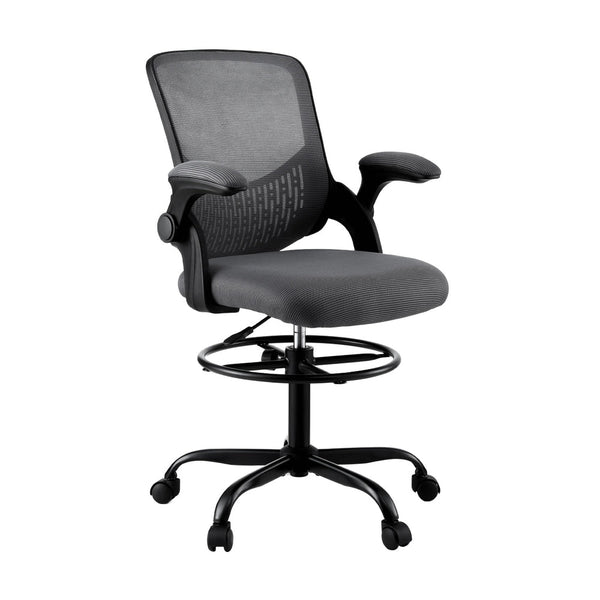 Artiss Office Chair Drafting Chairs Stool Computer Desk Studios Mesh Grey Artiss