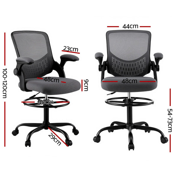 Artiss Office Chair Drafting Chairs Stool Computer Desk Studios Mesh Grey Artiss