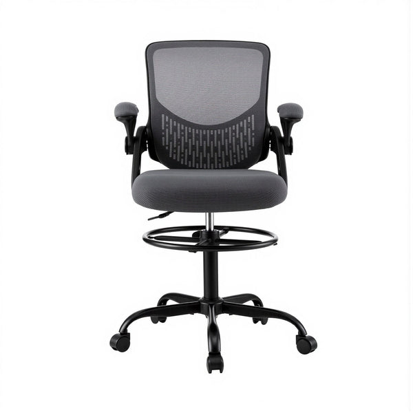 Artiss Office Chair Drafting Chairs Stool Computer Desk Studios Mesh Grey Artiss