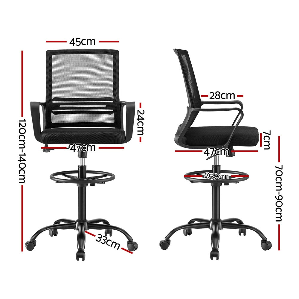 Artiss Office Chair Drafting Chairs Stool Computer Desk Studios Mesh Black Artiss