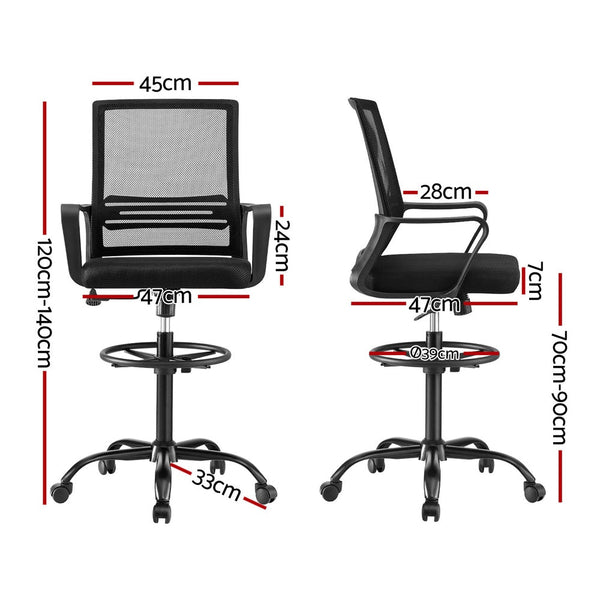 Artiss Office Chair Drafting Chairs Stool Computer Desk Studios Mesh Black Artiss