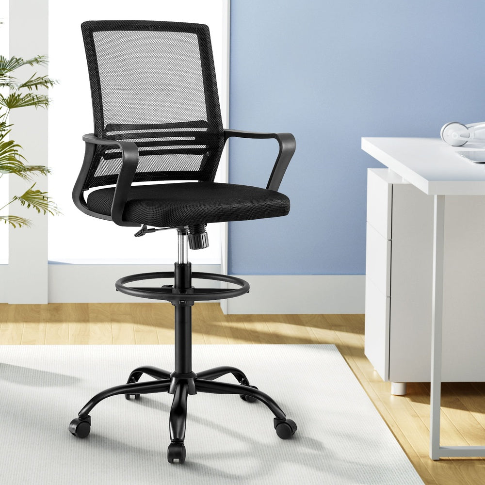 Artiss Office Chair Drafting Chairs Stool Computer Desk Studios Mesh Black Artiss