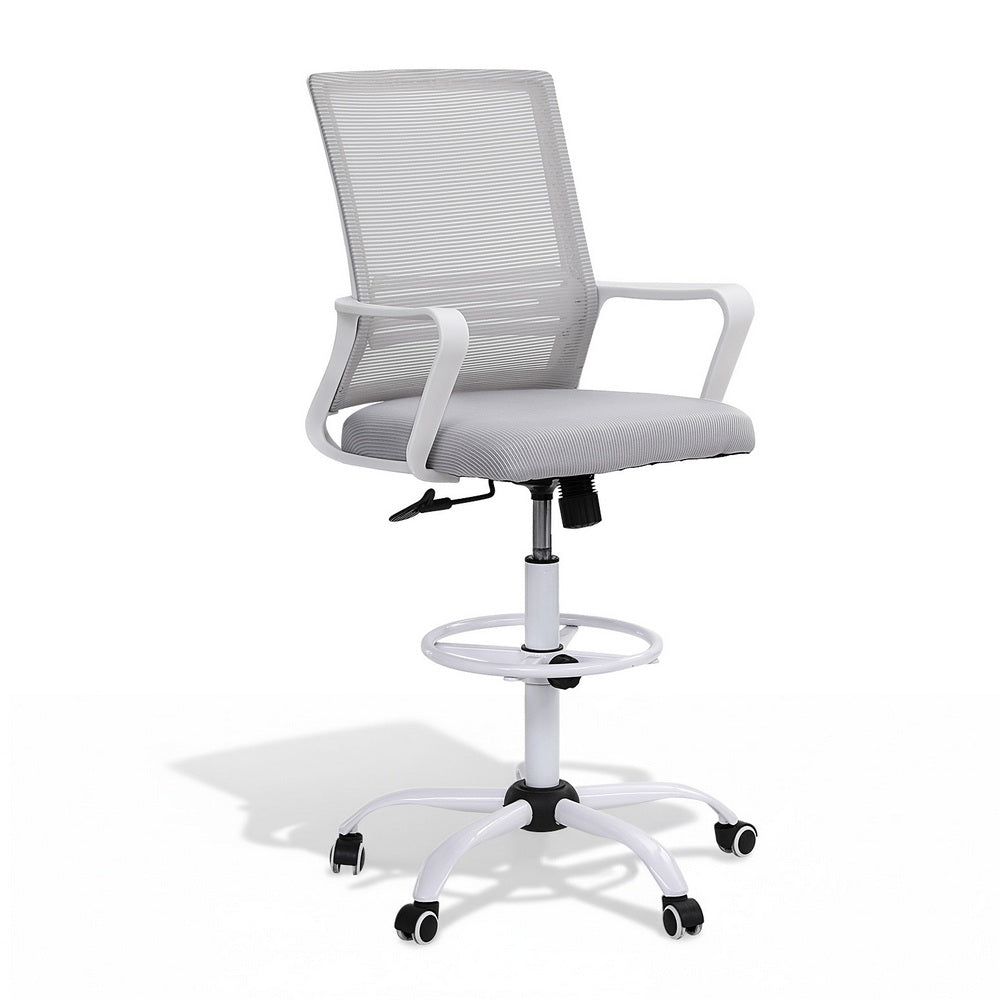 Artiss Office Chair Drafting Chairs Stool Computer Desk Studios Mesh White Awezingly