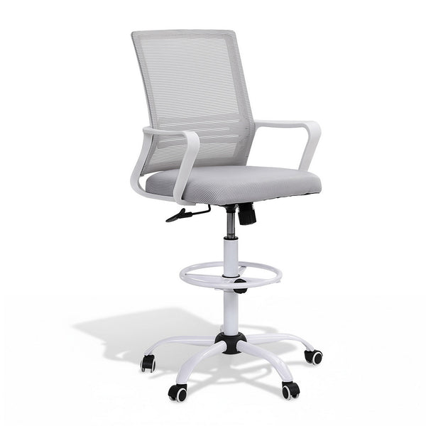 Artiss Office Chair Drafting Chairs Stool Computer Desk Studios Mesh White Awezingly