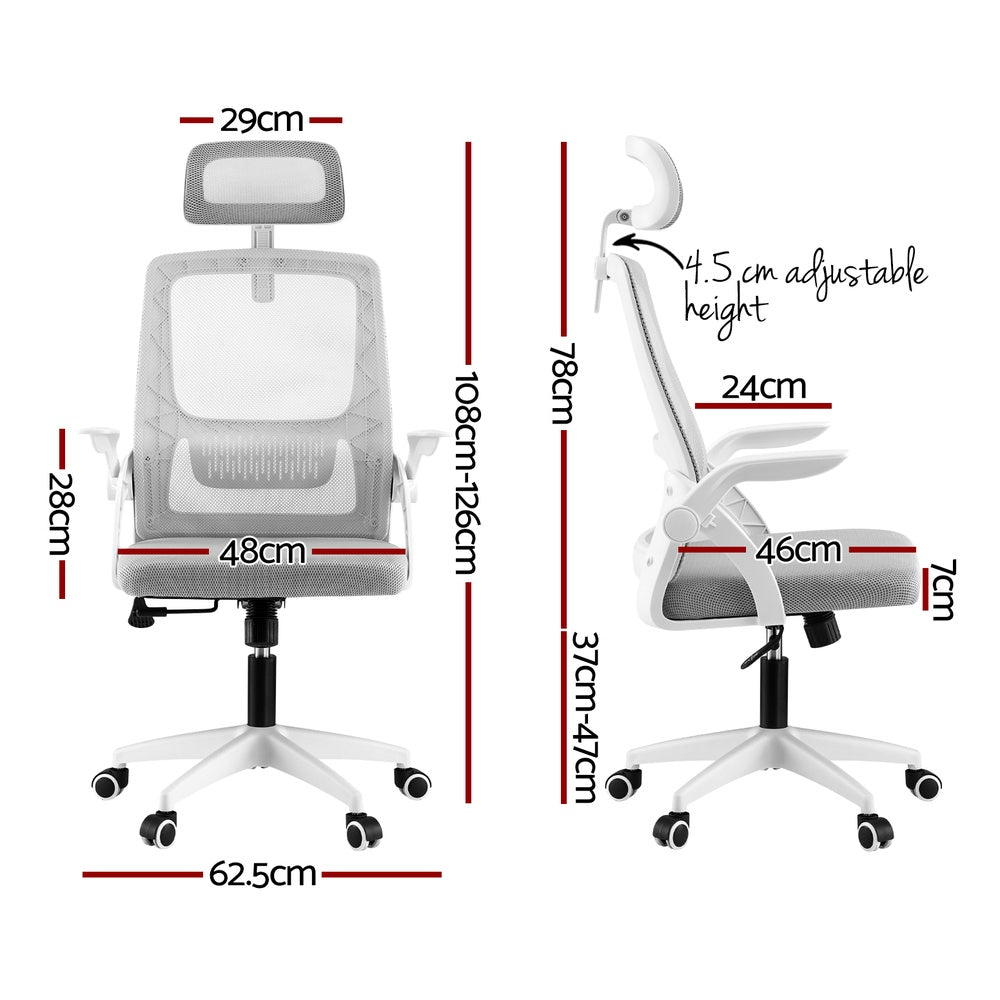 Artiss Ergonomic Office Chair Computer Desk Chairs Headrest Adjustable Grey Artiss