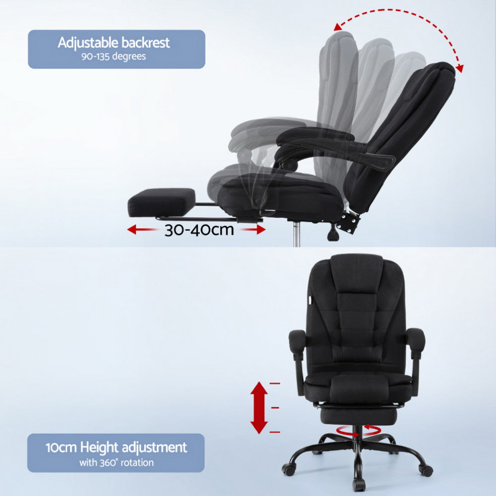 Artiss Office Chair Executive Fabric Seat Racing Computer Desk Chairs Footrest Artiss