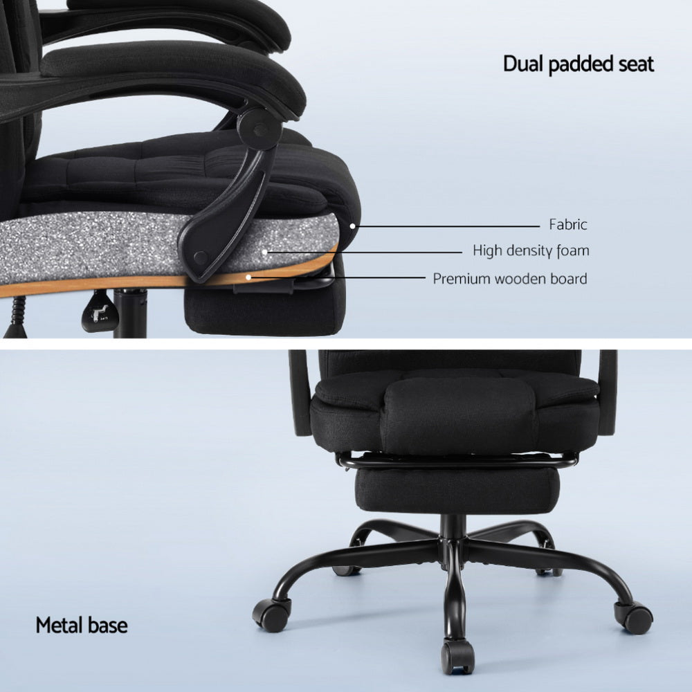 Artiss Office Chair Executive Fabric Seat Racing Computer Desk Chairs Footrest Artiss