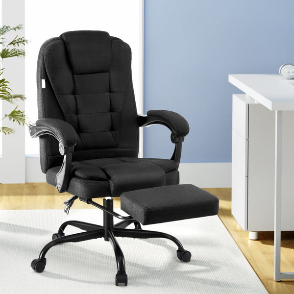 Artiss Office Chair Executive Fabric Seat Racing Computer Desk Chairs Footrest Artiss