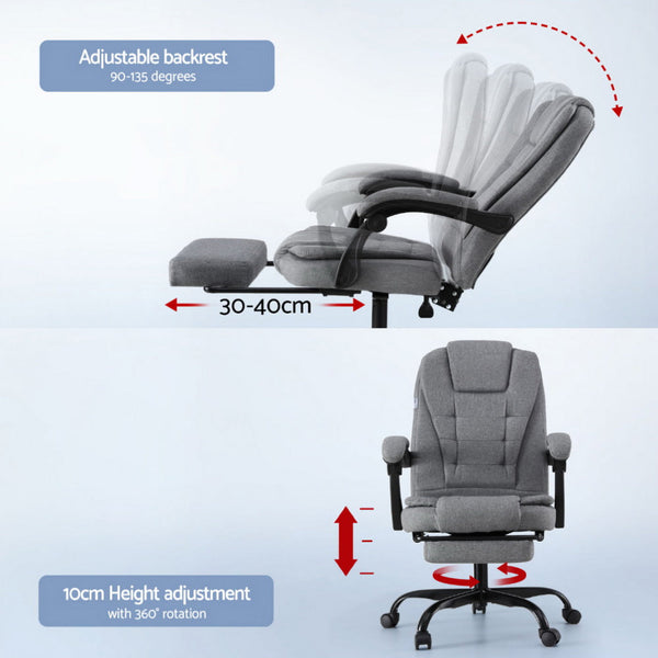 Artiss Office Chair Executive Fabric Seat Racing Computer Desk Chairs Footrest Artiss