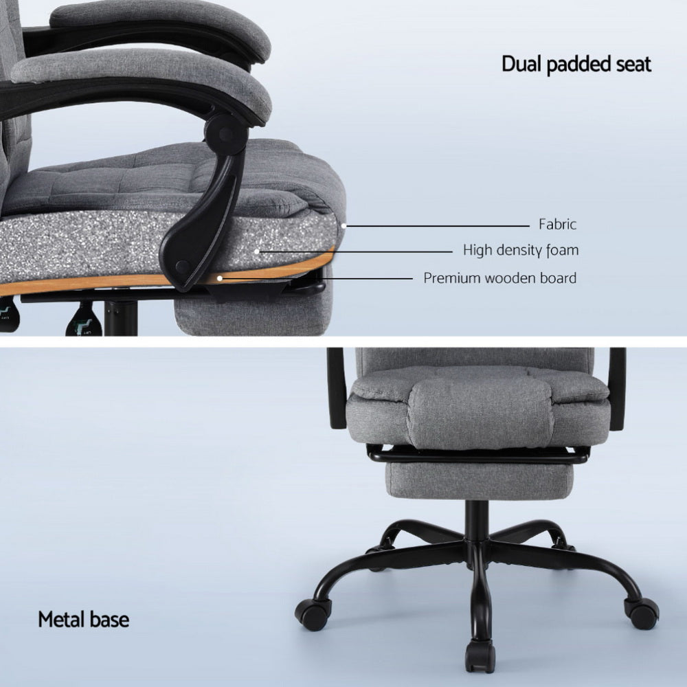 Artiss Office Chair Executive Fabric Seat Racing Computer Desk Chairs Footrest Artiss